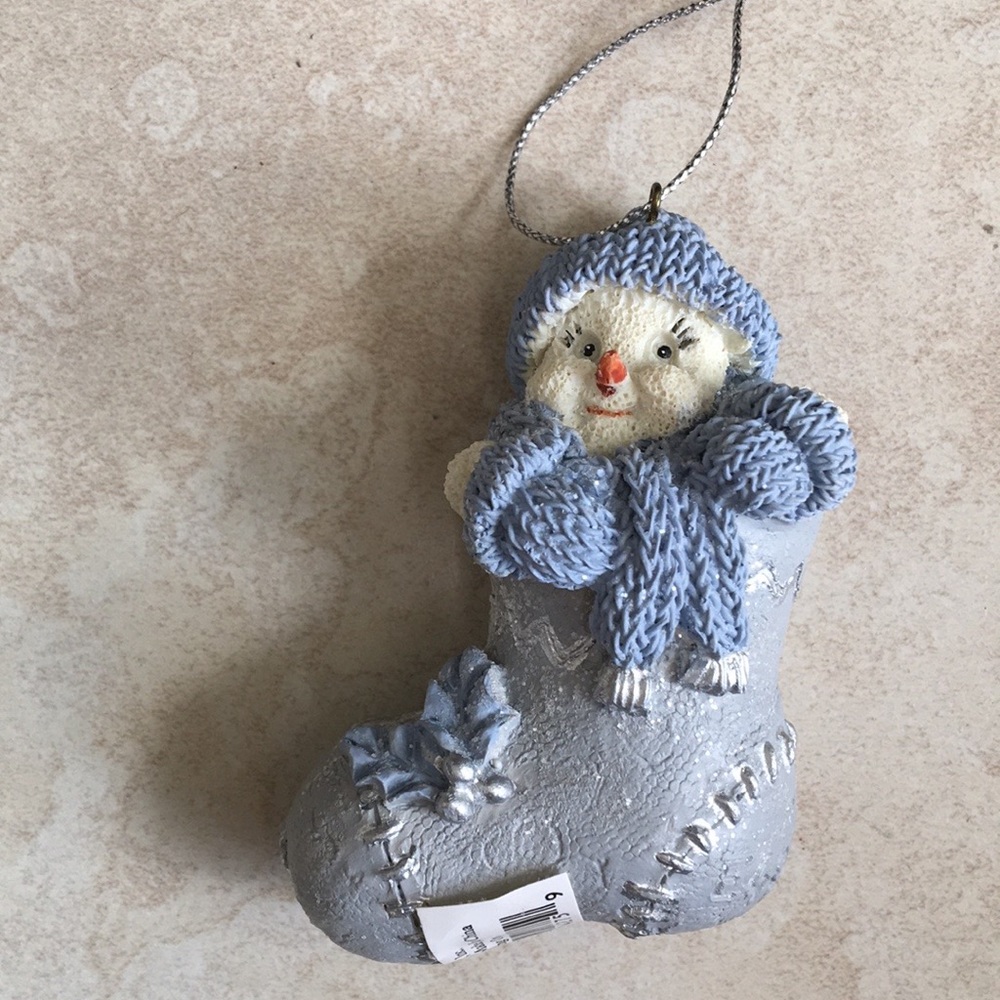 Buddy the snowman in stocking Xmas ornament